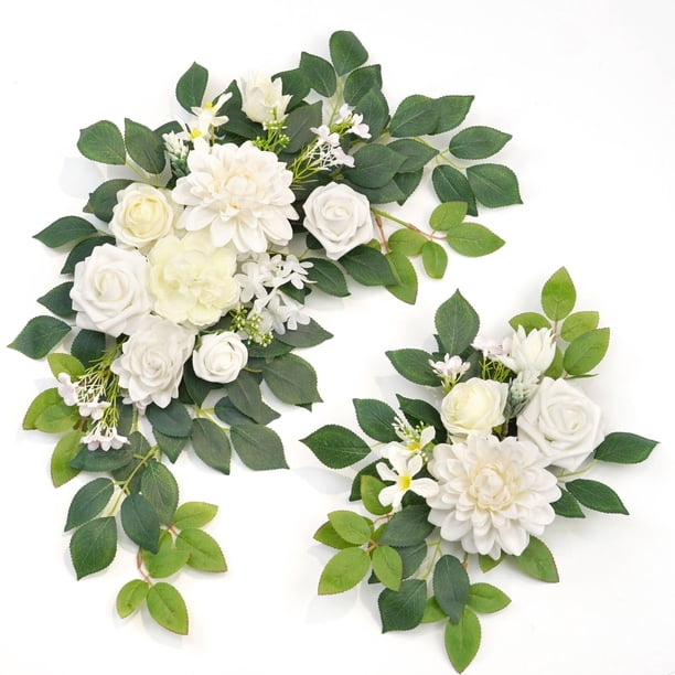 Letrero de bienvenida con diseño de estampado floral para decoración de boda, 2 unidades, color blanco