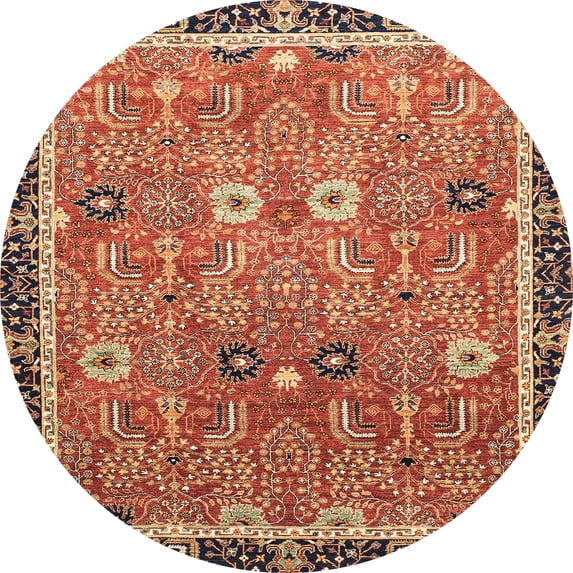 Ahgly Company Machine Washable Indoor Round Abstract Tomato Red Area Rugs, 5' Round