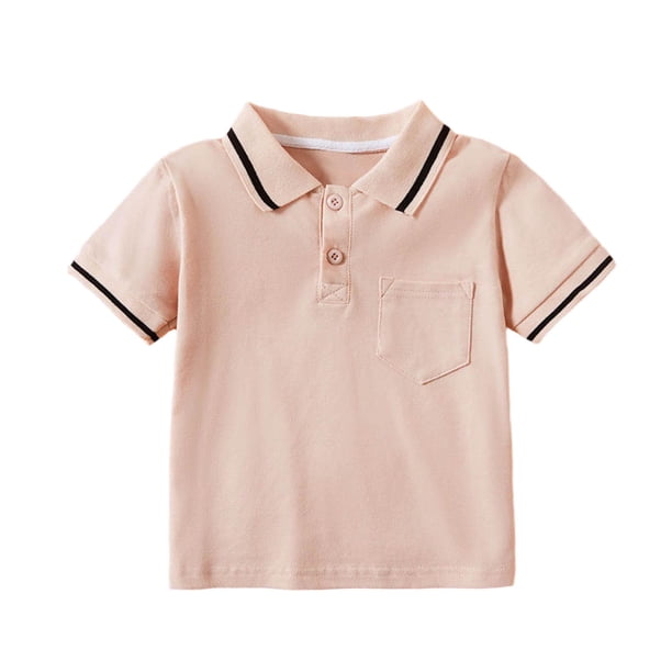 Odeerbi Camisas de Golf de Algodón de Niños y Niñas de Color Sólido Uniforme de La Escuela Botón de Solapa Camisas de Tenis de Manga Corta Con Bolsillo