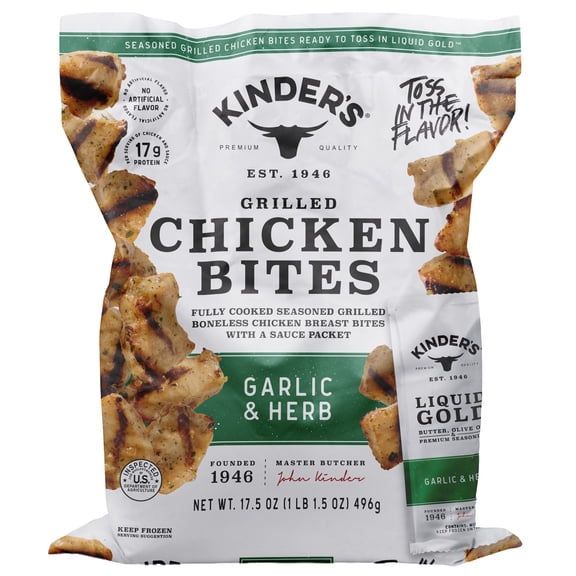 Kinder's Restaurant-Style Grilled Garlic & Herb Boneless Chicken Bites, 17.5 oz (Frozen)