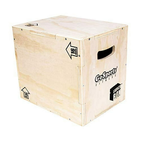 GoSports Fitness Launch Box | 3-in-1 Adjustable Height | Wood Plyo Jump Box for Exercises of All Skill Levels, Natural