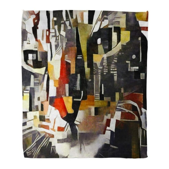 SIDONKU 58x80 inch Super Soft Throw Blanket Colorful The Face of Cat Abstraction in Cubism is Made by Oil on Canvas with Pastel Home Decorative Flannel Velvet Plush Blanket
