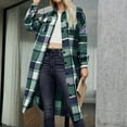 thumbnail image 4 of yievot Women's Long Plaid Shacket Long Sleeve Oversized Button Down Shirt Jacket Coat, 4 of 6