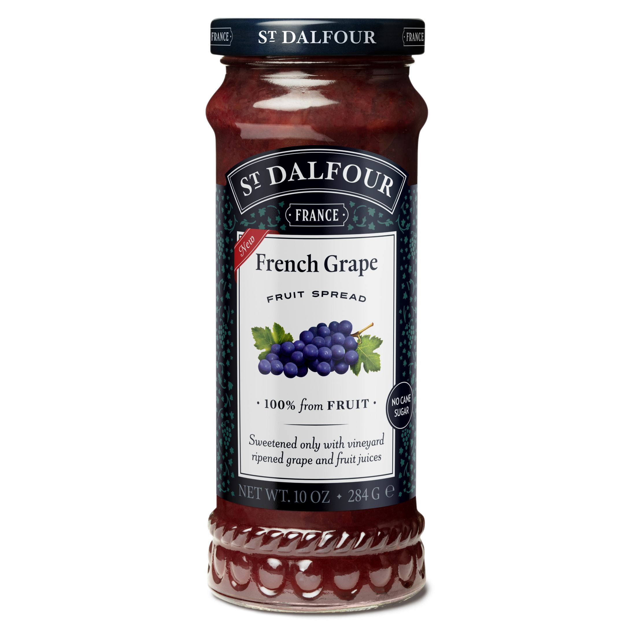 (2 pack) St. Dalfour French Grape Fruit Spread, 100% from Fruit, Vegan & Gluten Free, 10 oz Jar
