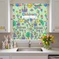 thumbnail image 3 of Children's Day Swag Curtains Valance & Tier Set, Cartoon Sun Airplanes Castles Kites Boat Balloon Green 3 Pcs Set Kitchen Swag Valances and Tiers 24 Inch Length Rod Pocket Curtain Drapes for Bedroom, 3 of 9