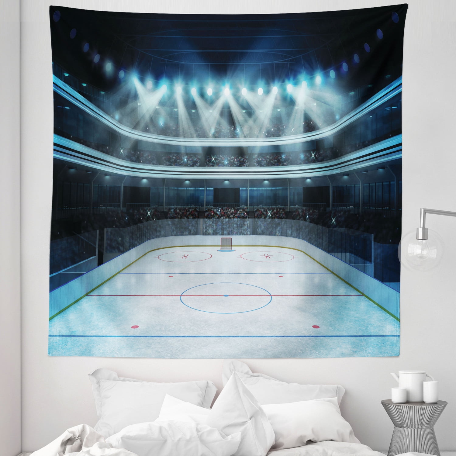 Hockey Tapestry, Photo of a Sports Arena Full of People Fans Audience  Tournament Championship Match, Fabric Wall Hanging Decor for Bedroom Living  Room Dorm, Sizes, Multicolor, by Ambesonne