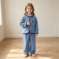 thumbnail image 2 of Asxite Toddler Fall Outfits Solid Fleece Lapel Top Straight Leg Pants Casual Loose Breathable 2 Piece Set 3Y, 2 of 7