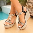 thumbnail image 2 of DAFEI Sandales Compensées Décontractées pour Femmes Chaussures à Plateforme Sandales Rétro Classiques Chaussures Compensées Décorées de Papillons, 2 of 8