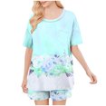 thumbnail image 4 of Conjunto de Pijama de las Mujeres de Moda Casual Color Sólido Casa Manga Corta Cuello Redondo Superior Y Pantalones, Ropa de Salón, 4 of 8