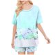 thumbnail image 4 of Conjunto de Pijama de las Mujeres de Moda Casual Color Sólido Casa Manga Corta Cuello Redondo Superior Y Pantalones, Ropa de Salón, 4 of 8
