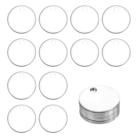 Uxcell 10Pcs Stainless Steel Blank Stamping Tag Engraved Stainless Steel Round Charm Pendant with Holes 23mm/0.91  Silver Jewelry Making Earring