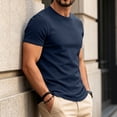 thumbnail image 4 of Uwinwear Men's Athletic Washed T-Shirts Basic Crew Neck Tees Tops Causal Distressed Cotton T Shirts Summer Breathable Tees,Navy,XL, 4 of 6