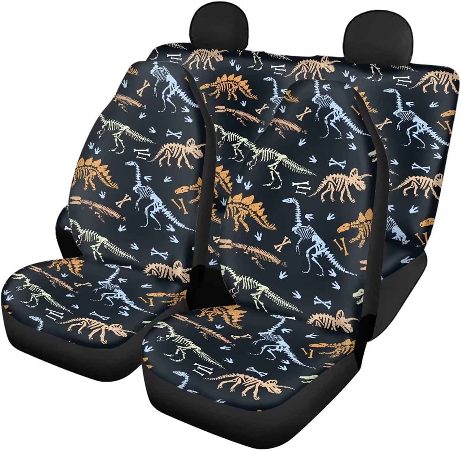 FKELYI 5pcs Dinosaur Pattern Car Seat Cover Interior Decor