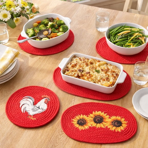 Decorative Kitchen Fabric Trivets - Set of 3