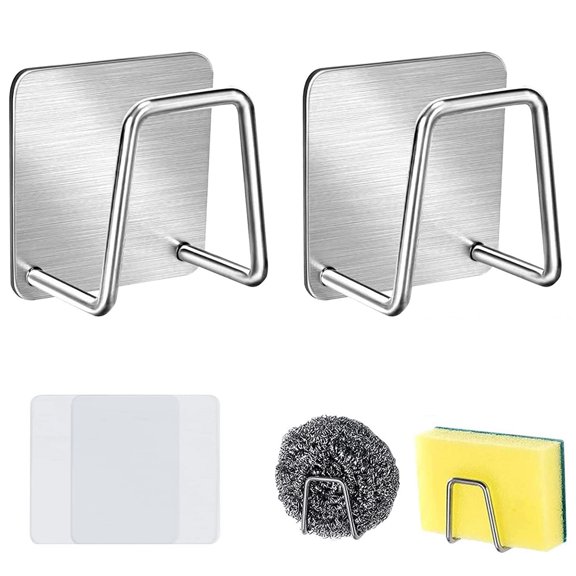 4Pcs Sponge Holders for Kitchen Sink Strong Adhesive Small Sponge Holder Premium Rustproof & Waterproof Kitchen Sink Caddy