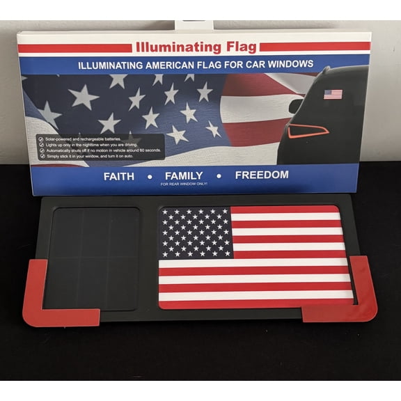 Solor Powered Illuminating Flag for Car Windows