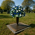 thumbnail image 6 of Sympathy Silks Artificial Cemetery Flowers 18" Blue and White Garden Mums for a Cemetery Vase, 6 of 7