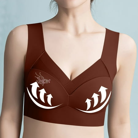 Fznquz No Wire Women Bras Full Coverage Push Up Seamless Comfort Brown Bralette Everyday Bra