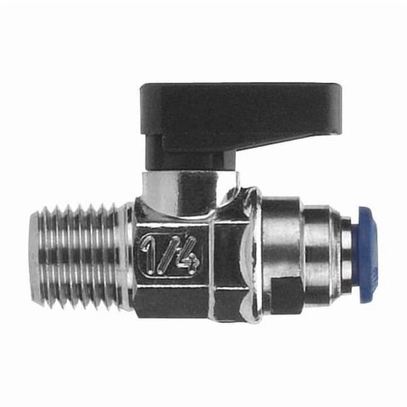 Aignep Usa 1/4" MNPT x Push Nickel Brass Mini Ball Valve Inline 86330-04-04