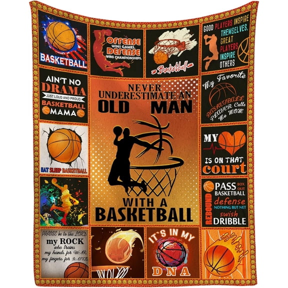Basketball Blanket, Basketball Gifts, for Sport Fans Gifts, Basketballs Blankets Gift for Team, Best Gifts for Basketball Lovers (60" x 50", Basketball Gifts)