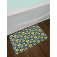 thumbnail image 2 of Flower Bath Mat, Vibrant Lily Blossom Paintbrush Bouquet Flourishing Botanical Pattern, Plush Bathroom Decor Mat with Non Slip Backing, 29.5" X 17.5", Dark Blue Yellow White, by Ambesonne, 2 of 2