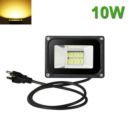 - 10W LED Flood Light Outdoor Garden Spot Lamp Spotlight US Plug Warm White 110V