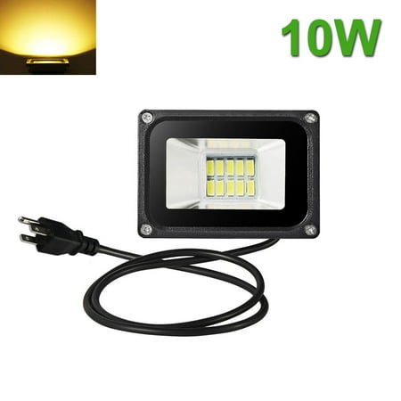 10W LED Flood Light Outdoor Garden Spot Lamp Spotlight US Plug Warm White