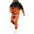 thumbnail image 5 of Hogleaql Mens Hoodie Sweatsuit 2 Piece Solid Color Casual Hoodie Joggers Running Pant Set Sweat Winter Suits with Pockets Saffron L, 5 of 6