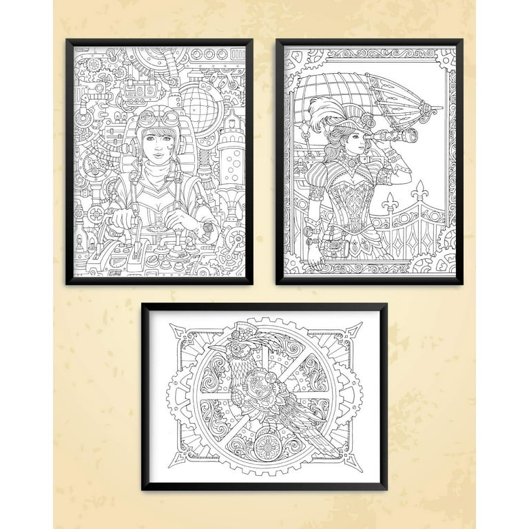 ColorIt Colorful World of Steampunk Adult Coloring Book - 50 Single-Sided  Designs, Thick Smooth Paper, Hardback Covers, Spiral Bound, USA Printed 
