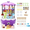 68Pcs Ice Cream Pretend Play Cooking Set, Educational Ice-Cream Trolley Basket Set Gift for Toddler Infant
