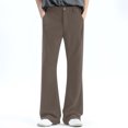 thumbnail image 2 of Puntoco Pantalones de trabajo con bolsillos de color liso para hombre Pantalones casuales de pierna recta, 2 of 9