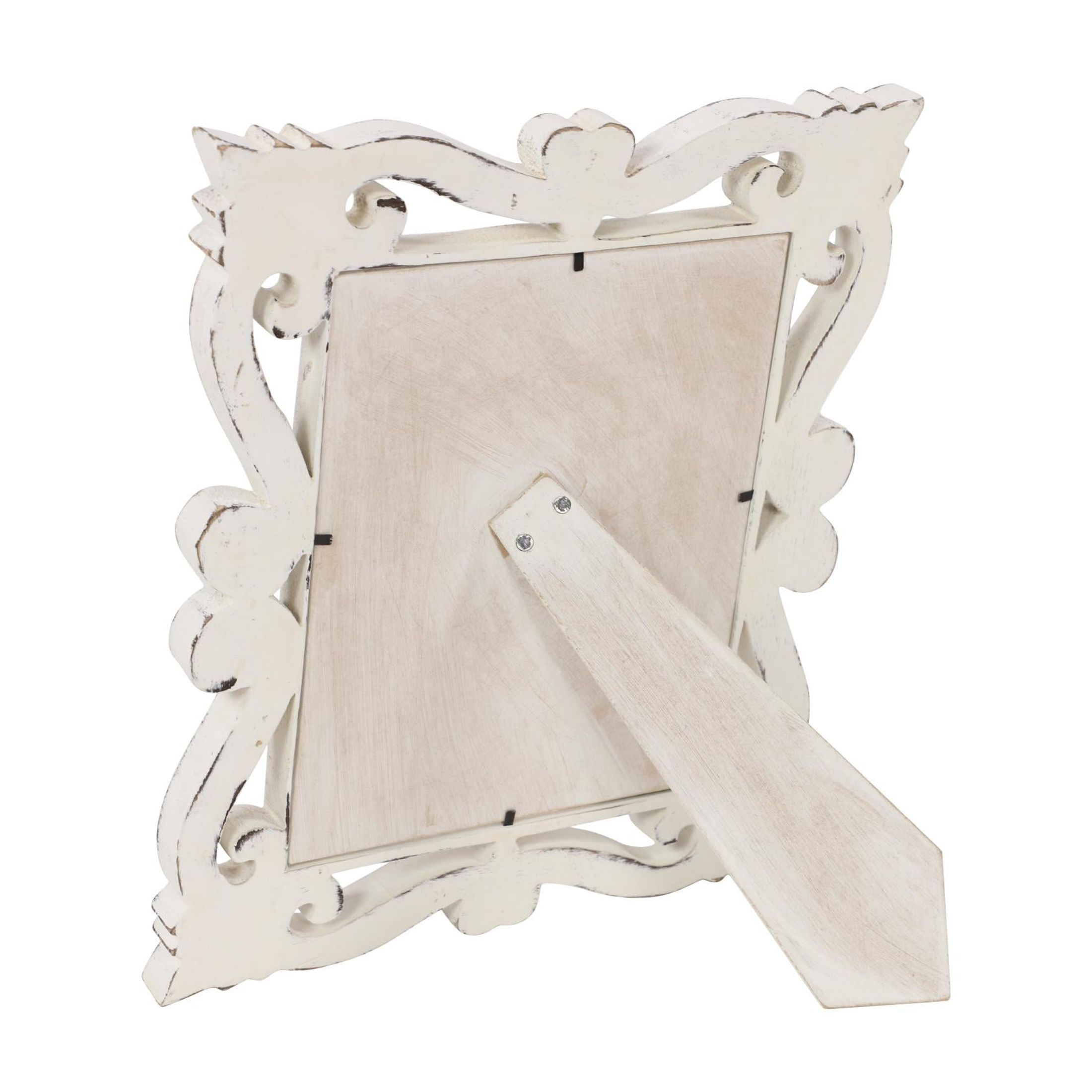 DecMode 8" x 10" Handmade Intricate Carved White Scroll Photo Frame