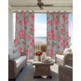 thumbnail image 4 of Red Floral Blackout Curtains, Light Blocking Print Window Curtains, Farmhouse Garden Flowers Botanical Thermal Insulated Window Drapes for Living Room Kitchen Cafe 2 Panels, 84"W x 63"L, 4 of 9