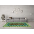 thumbnail image 3 of Ahgly Company Machine Washable Indoor Square Abstract Turquoise Blue Modern Area Rugs, 6' Square, 3 of 4