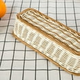 thumbnail image 2 of MasteelfCA 1pc Rectangular Imitation Rattan Basket Woven Plate Basket Plastic Basket for Kitchen Home (Chocolate White, 30x11x7cm), 2 of 7