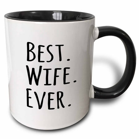 Romantic Christmas Gifts For Her 3dRose Best Wife Ever - fun romantic married wedded love gifts for her for anniversary or Valentines day, Two Tone Black Mug, 11oz ()