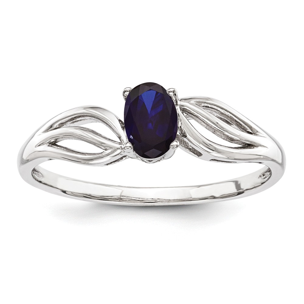 Sterling Silver Simulated Sapphire Ring (2mm) Size 6