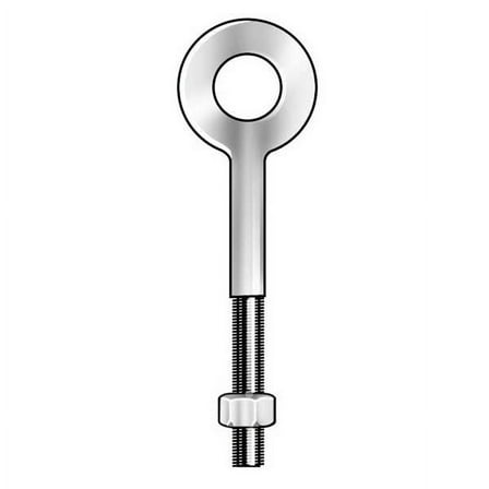 Eye Bolt Without Shoulder, 1/2"-13, 6 in Shank, 1 in ID, Steel, Galvanized