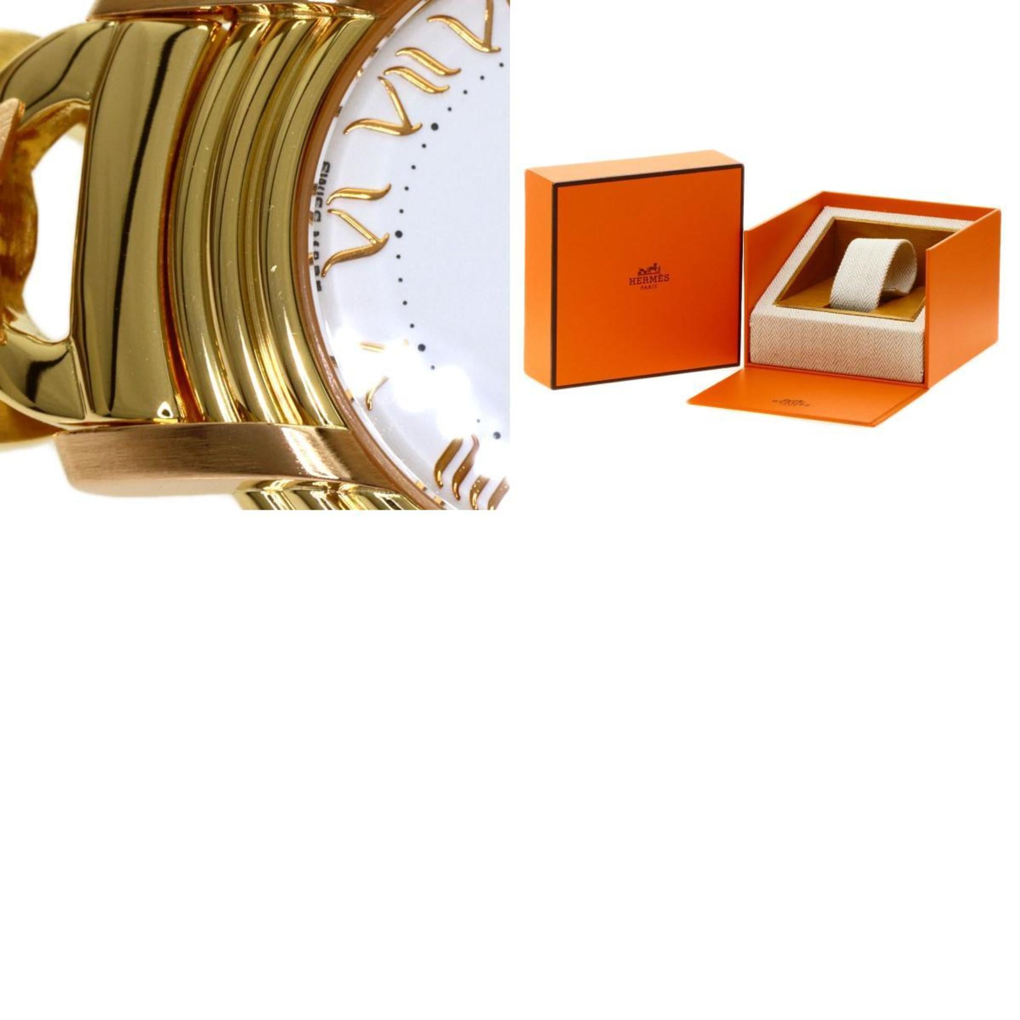 Pre-Owned Hermes RU3.270 Ruban Watch K18 Yellow Gold K18YGxK18PG 