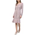 thumbnail image 4 of INSPIRE CHIC Women's Bodycon Mermaid Dress Tweed Long Sleeve Elegant Cocktail Fishtail Dresses M Purple Pink, 4 of 5