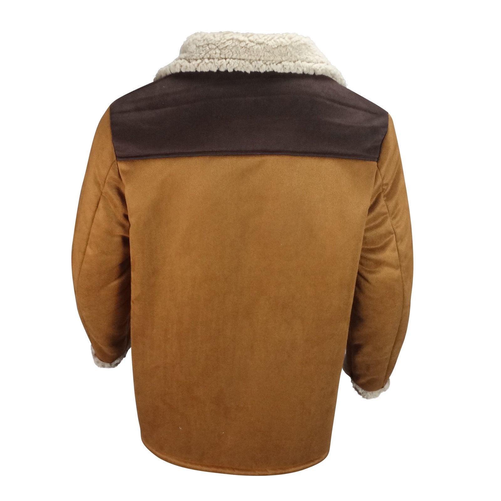 Miluxas Mens Faux Leather Jacket Cozy Sherpa Fleece Lined Bomber Jackets Winter Coat Suede Faux Fur Trench Coat