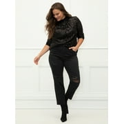ELOQUII Elements Plus Size Distressed Girlfriend Jeans