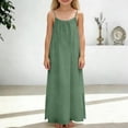 thumbnail image 2 of WAYUTE Girls Dress Sleeveless Flowy Spaghetti Strap Sundress with Pockets Solid Color Comfort Casual Summer Dailywear, 2 of 6