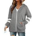 thumbnail image 4 of Baqcunre Women's Sweaters Women's New Seasonal Versatile Solid Color Cardigan Hooded Zipper Sweater Hoodies For Women Fall Outfits Women Trendy Grey XL, 4 of 8