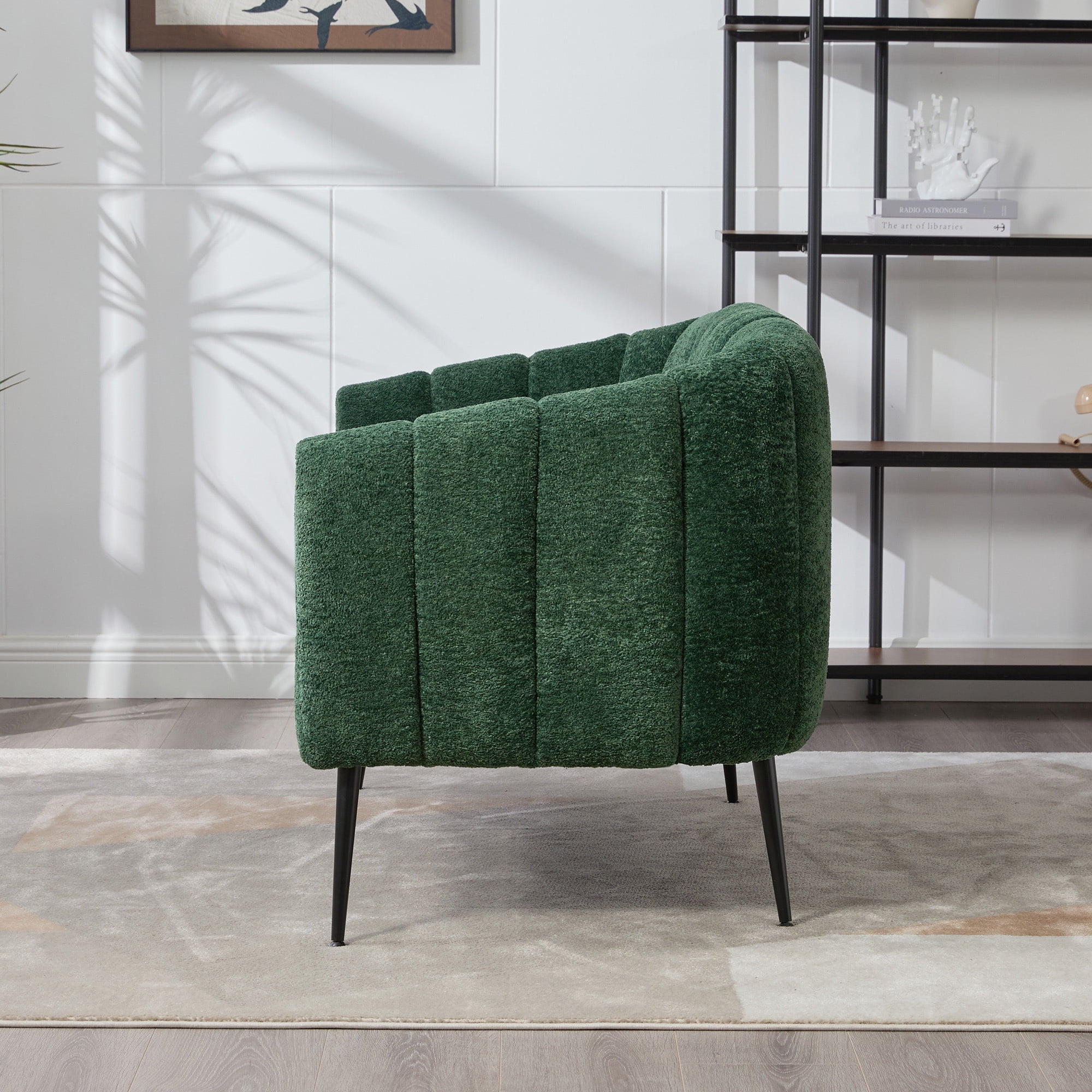 Jopath Modern Glam Chenille Loveseat Sofa, Black, for Living Rooms