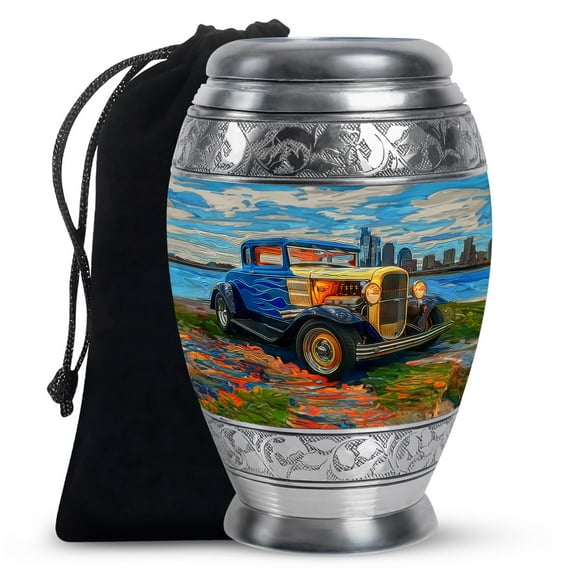 KARYLIZ Race Car Urns - Urn For Human Ashes Adult Male - Colorful Vinatge Car Urns For Human Ashes Adult Female Mom - Burial For Cremated Remains - Cremation Urns For Dad (10inch)
