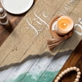 thumbnail image 4 of Beige Blue Summer Beach Table Runner, Coastal Nautical Starfish Ocean Washable Cotton Linen Table Runners 48 Inches Long, Dresser Scarf Runner for Nightstand/Coffee/End Tables 13''x48'', 4 of 8