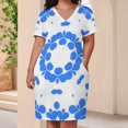 thumbnail image 4 of Womens Casual Dresses Blue Floral Kaleidoscope Pattern Design Short Sleeve Dress Summer Dresses for Women 2025, 4 of 6
