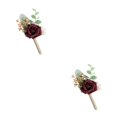 thumbnail image 1 of Qarigey Flores de boda artificiales fijas de forma estable en el ojal para el novio ojal en el ojal rojo vino Vino rojo 2Conjunto, 1 of 6
