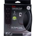 GE Pro Extension Cord, 8ft., 3Outlet Surge Black/Gray 41282